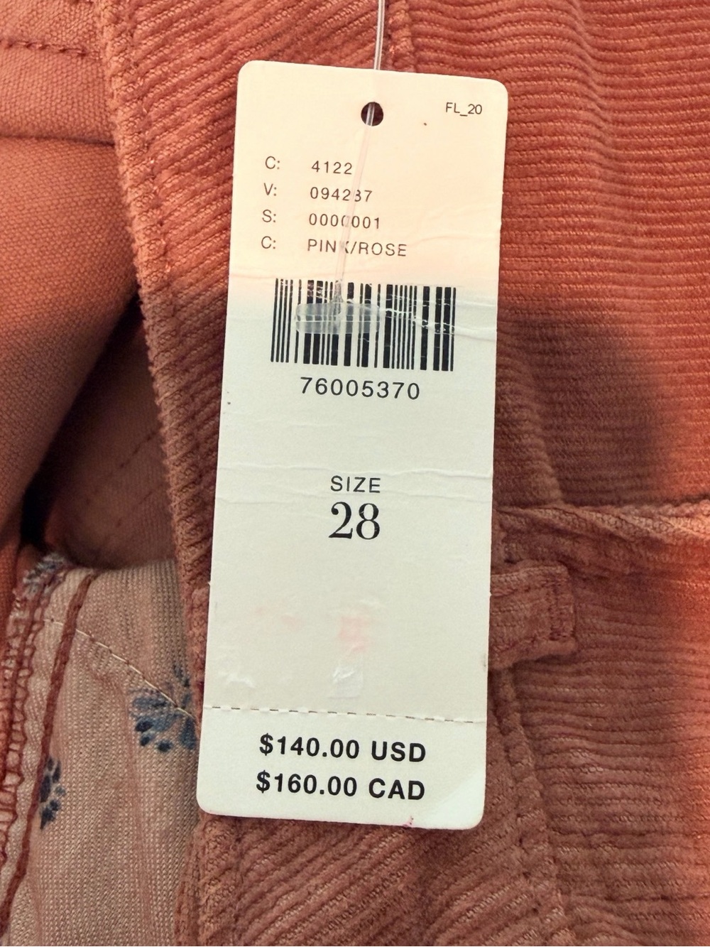 Pilcro the Gwen Wide Leg Corduroy Crop Ankle Pant in Rose Pink NWT size 28 - Picture 7 of 12